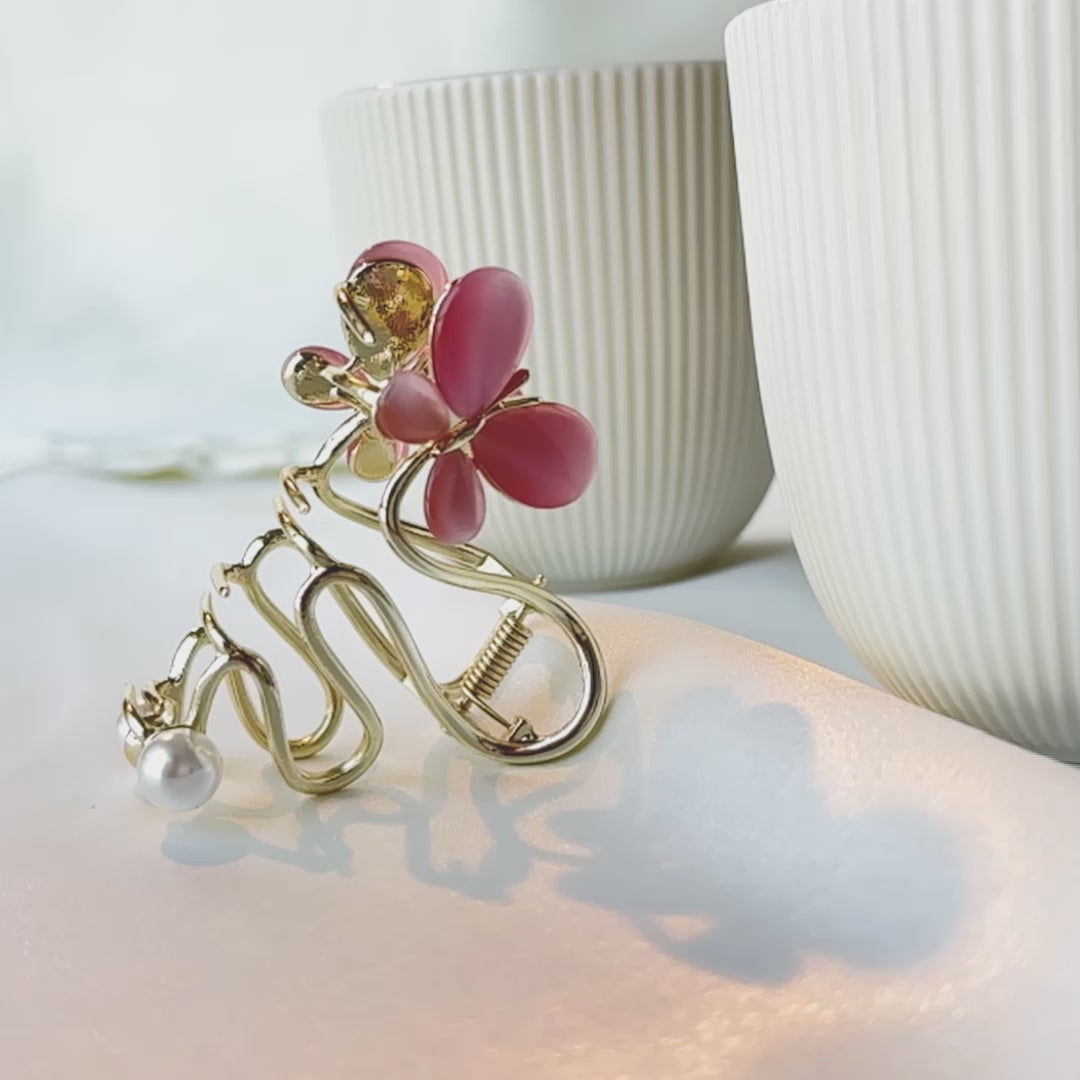 Metal Hair Claw Clip - Pink Butterfly