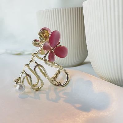 Metal Hair Claw Clip - Pink Butterfly