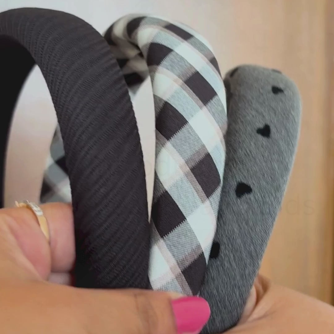 3 Korean Hairbands For Women - Monochrome Collection