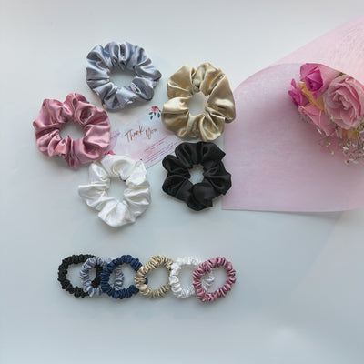 Luxury Satin Scrunchies | 6 Skinny + 5 Regular Pack - Classic