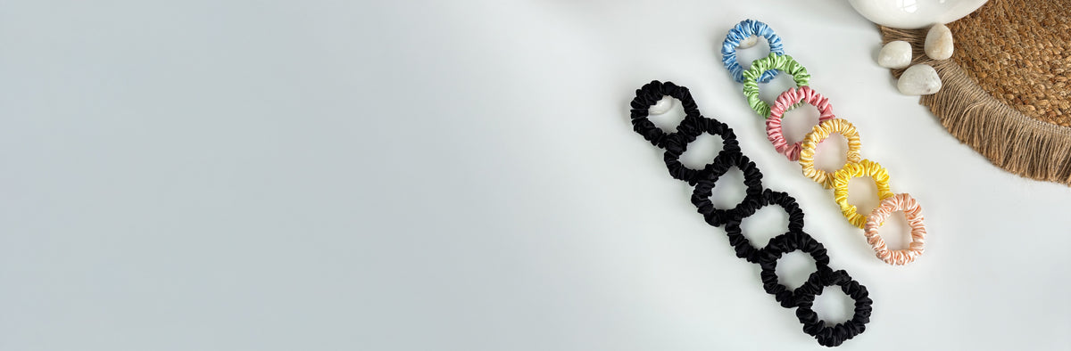 Black + Pastel skinny scrunchies combo — banner