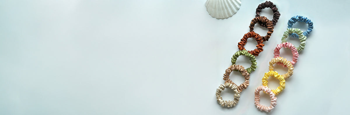 Earthy + Pastel skinny scrunchies combo — banner