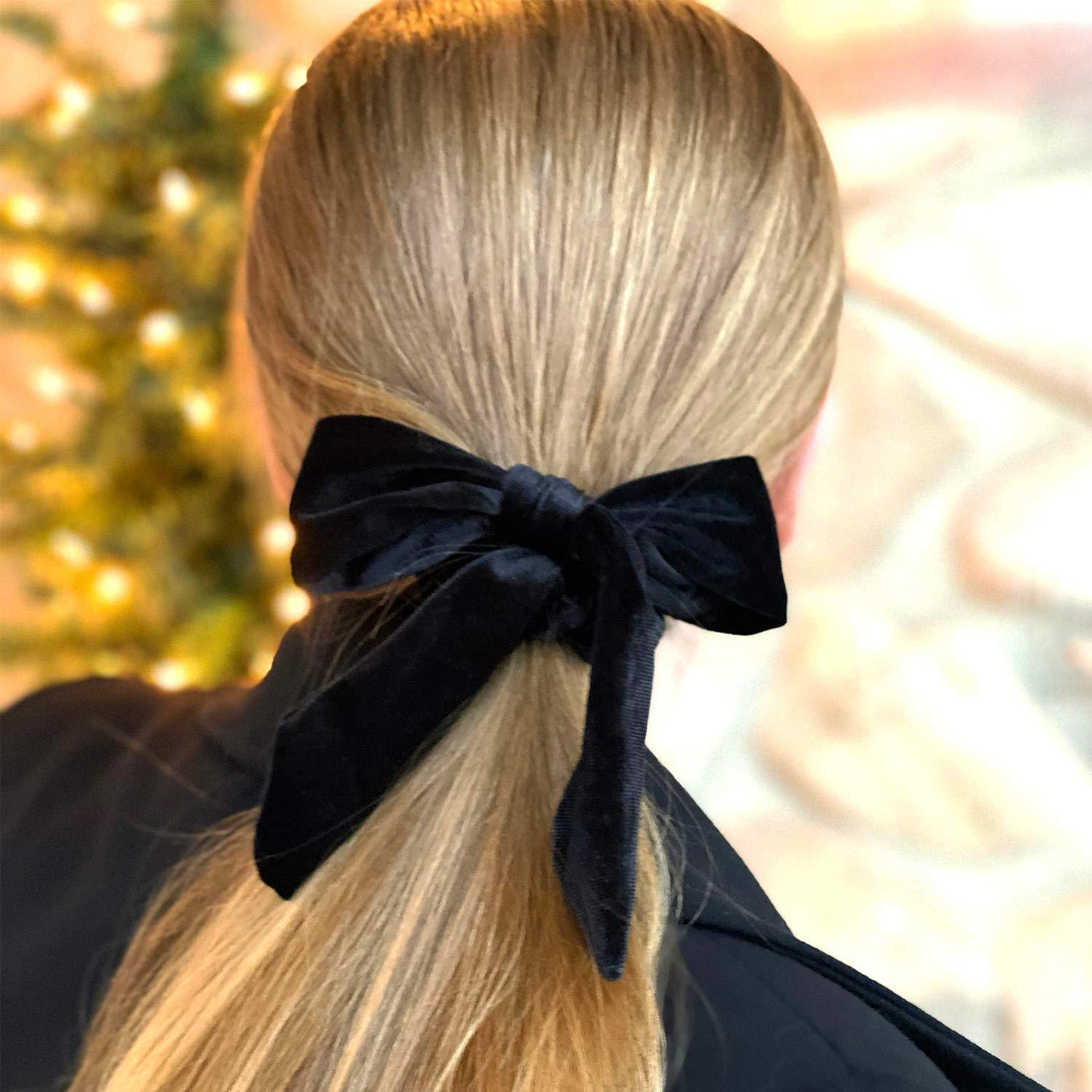 Luxury Velvet Bow Ribbon Scarf Scrunchies Pack of 5 - Solid Colors - silvrbear