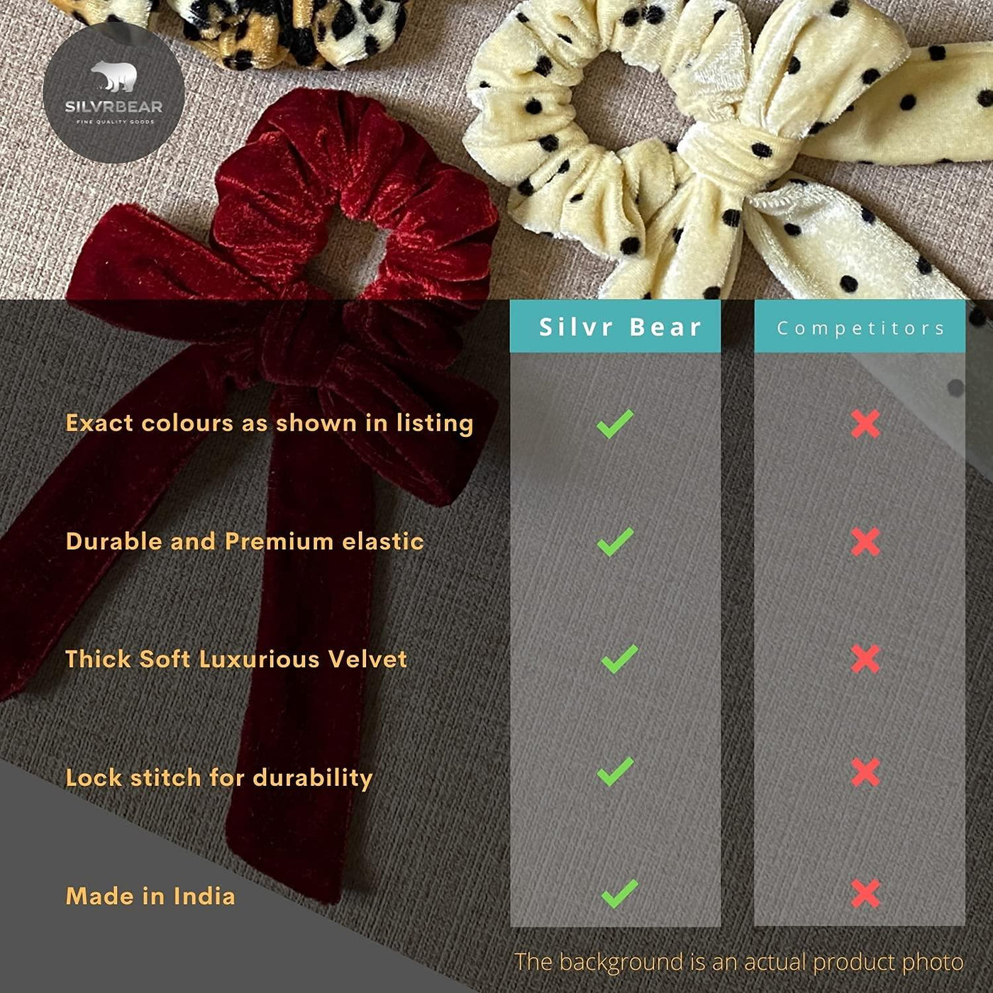 Luxury Velvet Bow Ribbon Scarf Scrunchies Pack of 4 - Printed Combo Set 2 - silvrbear