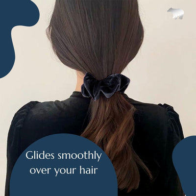 Black Velvet Scrunchy - Glides smoothly over your hair