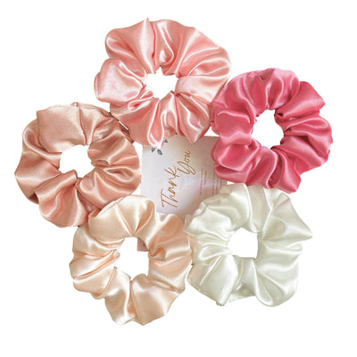 Luxury Satin Scrunchies - Pack of  5 - Rose Collection - silvrbear